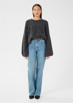 Alpha slit pullover Charcoal Melange Gestuz